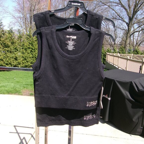 NWT BEBE SPORT 2PK BLACK TANK TOPS M - Picture 1 of 1